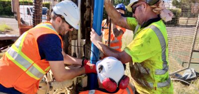 installing a FO cable in a borehole at a contaminated site in Montpellier, France